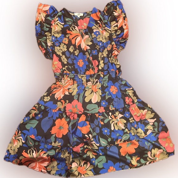 entro Dresses & Skirts - Entro small Floral Puff/ruffled Sleeve tiered skirt V- neck mini Dress